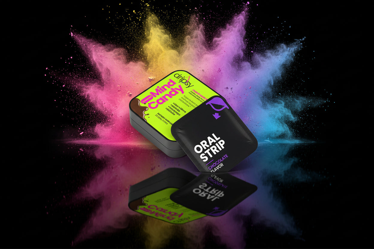 Two口服 strips in black and green packaging on a white background